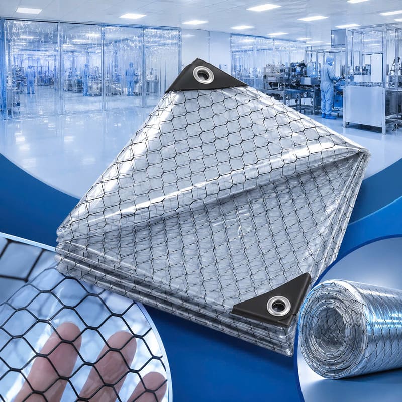 Màng PVC Trong Lưới Mắt Cáo Chống Tĩnh Điện 0.5mm