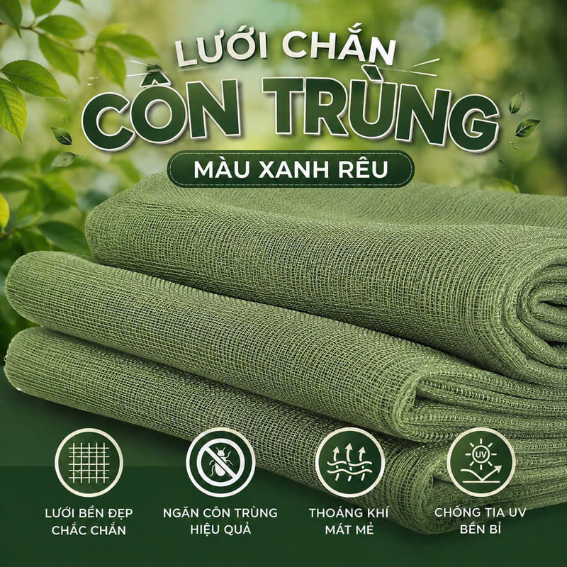 Lưới Chắn Côn Trùng Màu Xanh Rêu
