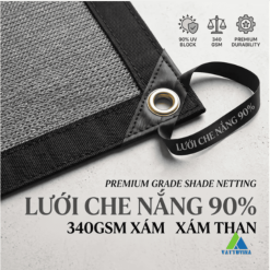 Lưới Che Sân Vườn 90% 340GSM Xám Than: Giải Pháp Che Nắng Chống UV Cao Cấp
