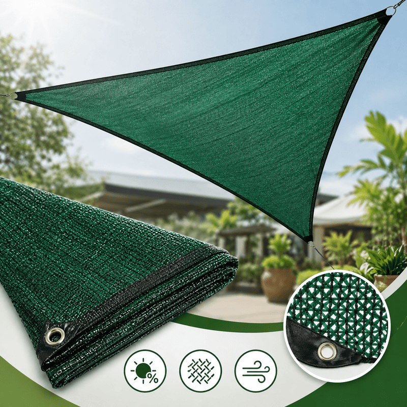 Lưới Che Nắng 90% HDPE 325gsm Hàn Quốc Tam Giác Vuông 3x3x4.24m Màu Xanh Lá