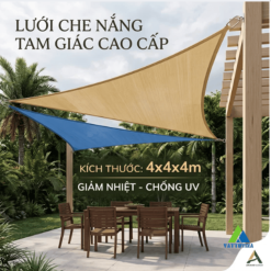 Lưới Che Nắng Tam Giác 4x4x4m – Giải Pháp Che Mát Sân Vườn Đẳng Cấp