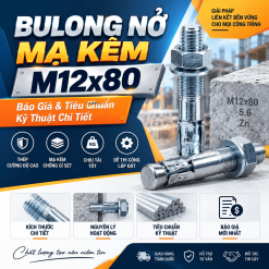 Bulong Nở Mạ Kẽm M12x80: Báo Giá & Tiêu Chuẩn Kỹ Thuật Chi Tiết