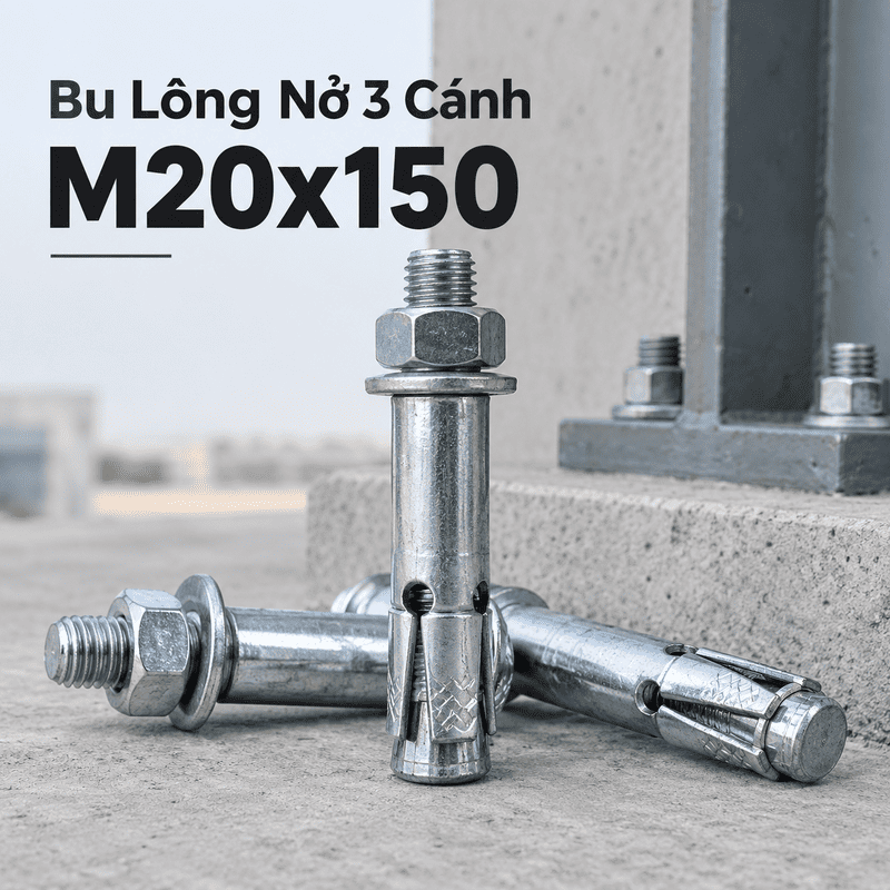 Bu Lông Nở 3 Cánh M20x150: Thông Số, Báo Giá & Hướng Dẫn Thi Công