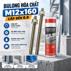 Bulong Hóa Chất M12x160 Cấp Bền 8.8 Chính Hãng | Báo Giá Vật Tư Vina