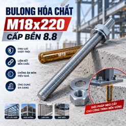 Bulong Hóa Chất M18x220 Cấp Bền 8.8: Giải Pháp Neo Cấy Bê Tông Chịu Tải Cao