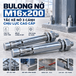 Bulong Nở M16x200 – Tắc Kê Nở 3 Cánh Chịu Lực Cao Cấp
