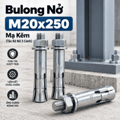 Bulong Nở M20x250 Mạ Kẽm (Tắc Kê Nở 3 Cánh) – Thông Số & Báo Giá