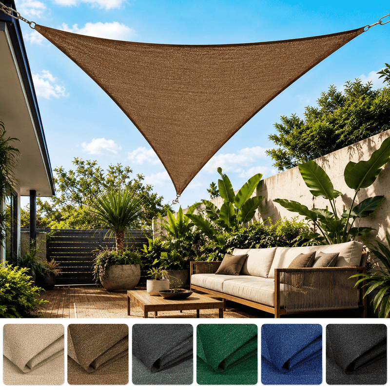 Lưới Che Nắng Tam Giác 5x5x5m Sân Vườn – Bạt Căng Cánh Buồm Chống UV Cao Cấp