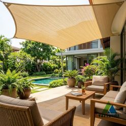 Lưới Che Sân Vườn Chống Nắng 90% (340gsm) Màu Vàng Cát Cao Cấp